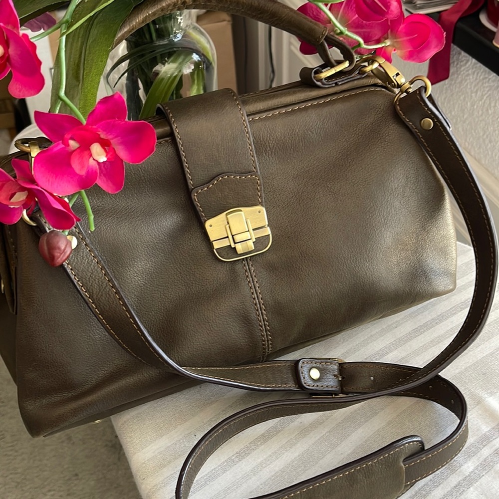 Ameri Leather Doctors Handbag/Crossbody. Olive Gr… - image 1